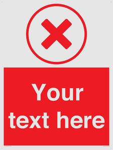 Custom red background, red cross in circle sign